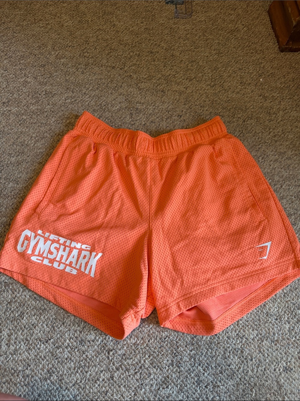 Gymshark Coral-Orange Mesh Athletic Shorts